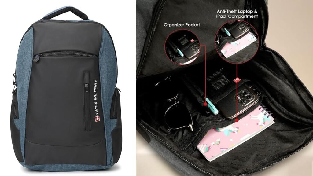 Backpack front and inside view